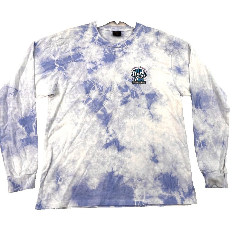The Selvage Men’s Medium Long Sleeve Tie-Dye Shirt Blue White “Dark Seas Pacific